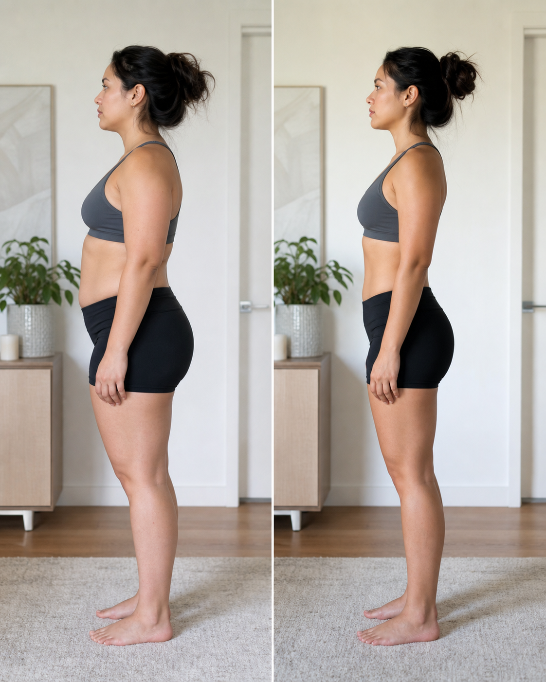 Aligned before and after progress comparison